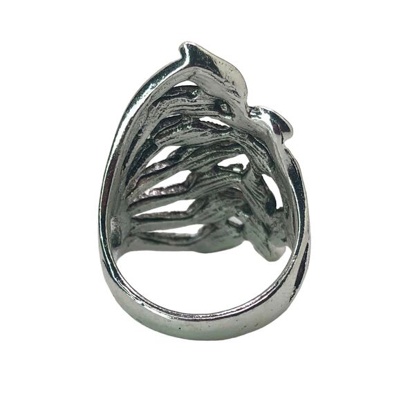 Silver Side Leaf Cluster Ring - Size 8 - Picture 6 of 7